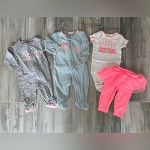 Carters baby girl little sister clothing bundle size 3 months